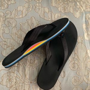 Black Rainbow Flip Flop, Size Large